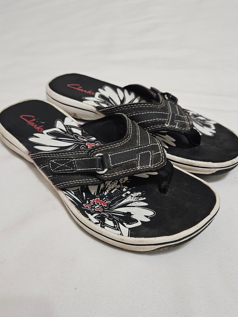 Clarks Breeze Sea Thong Flip Flop Sandal Women's US 6M Black Cloudsteppers
